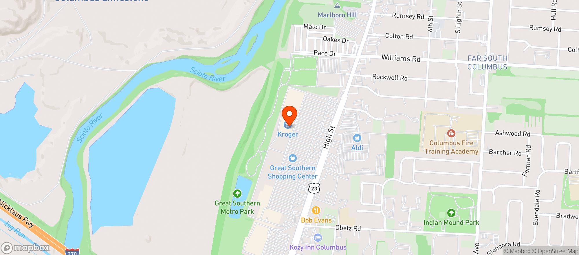 Map showing Kroger