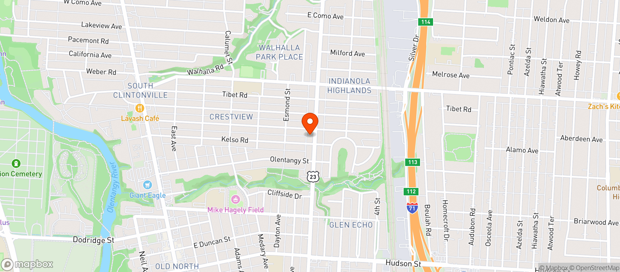 Map showing Yellow Springs Brewery
