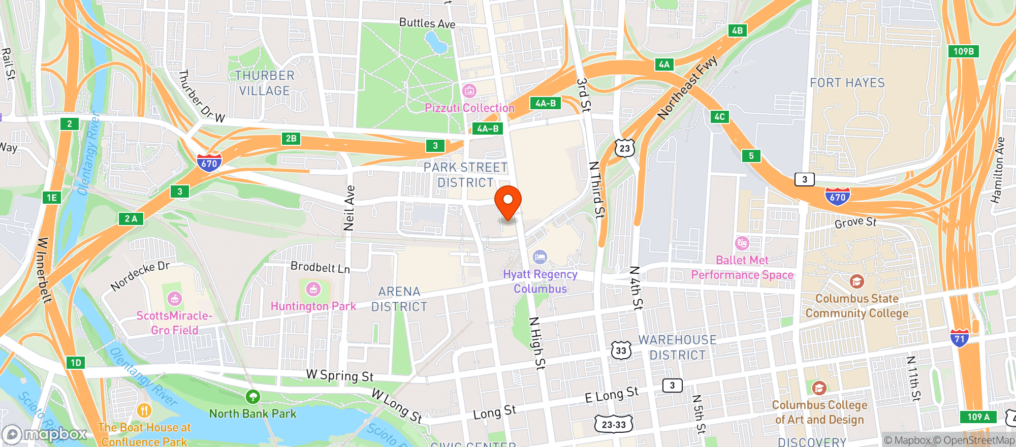 Map showing Hilton #cmhdw