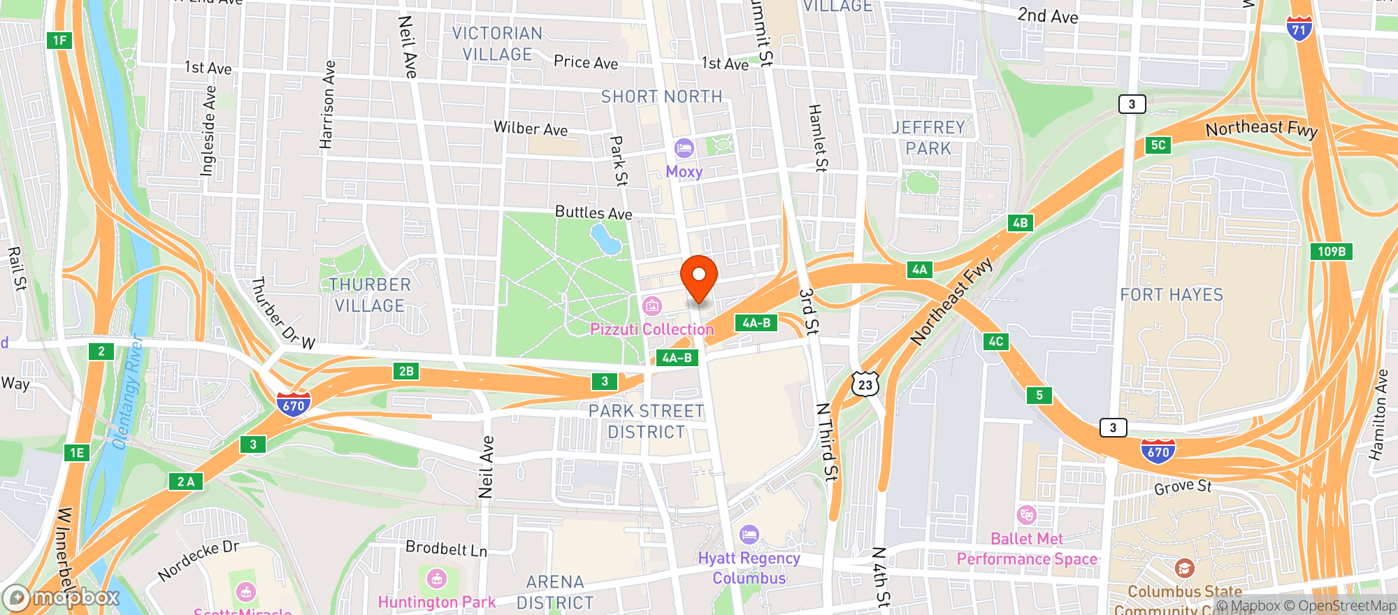 Map showing Le Meridien Hotels