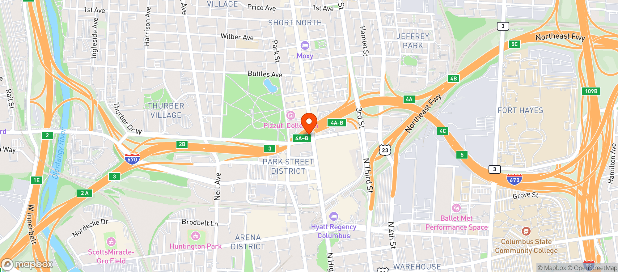 Map showing Hyde Park Prime Steakhouse