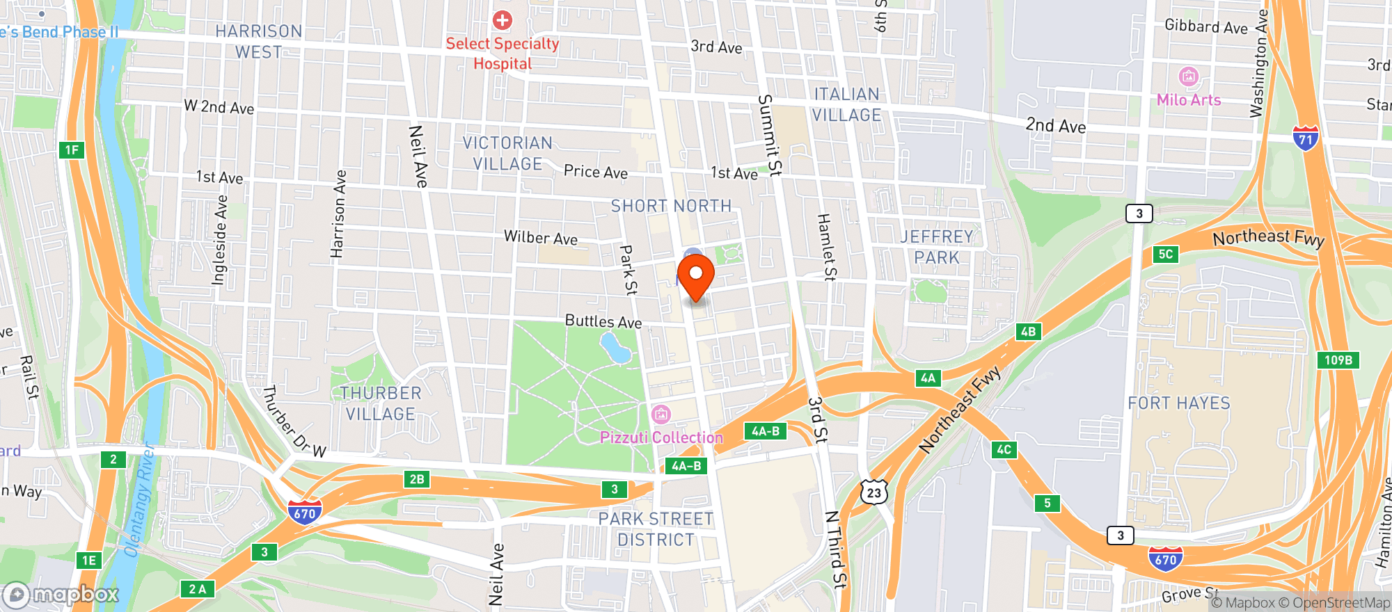 Map showing Graduate Hotel