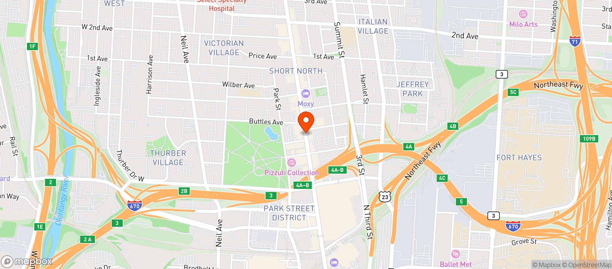 Map showing Macs Cafe