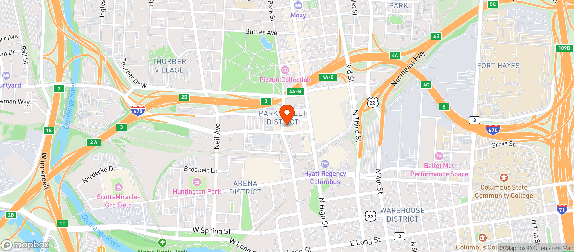 Map showing North Market Dining Area