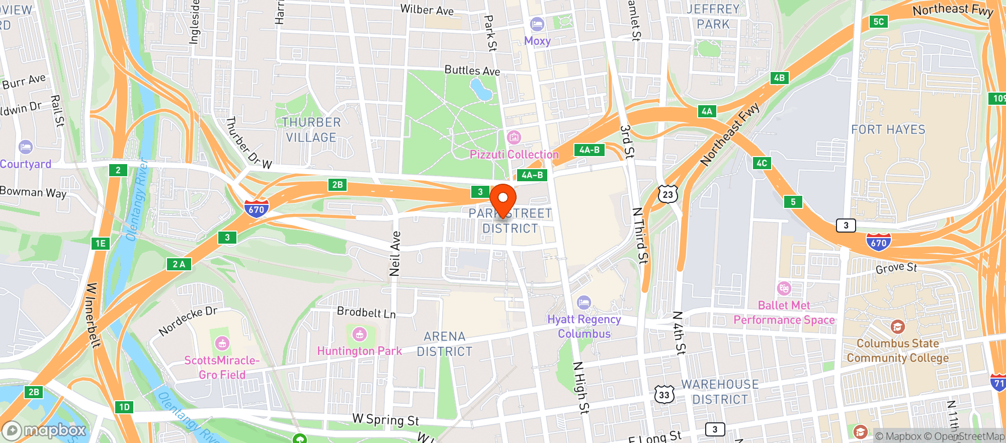 Map showing Park Street Tavern