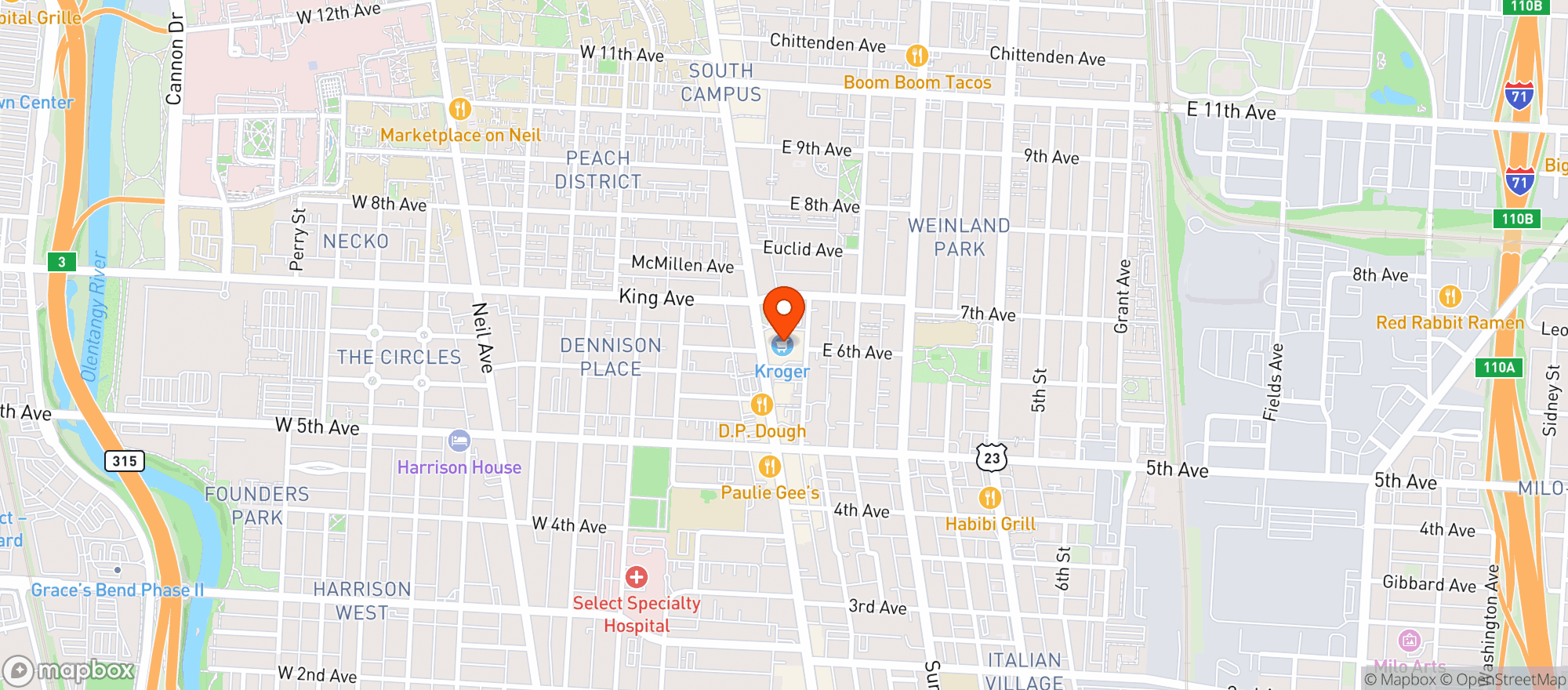 Map showing Kroger
