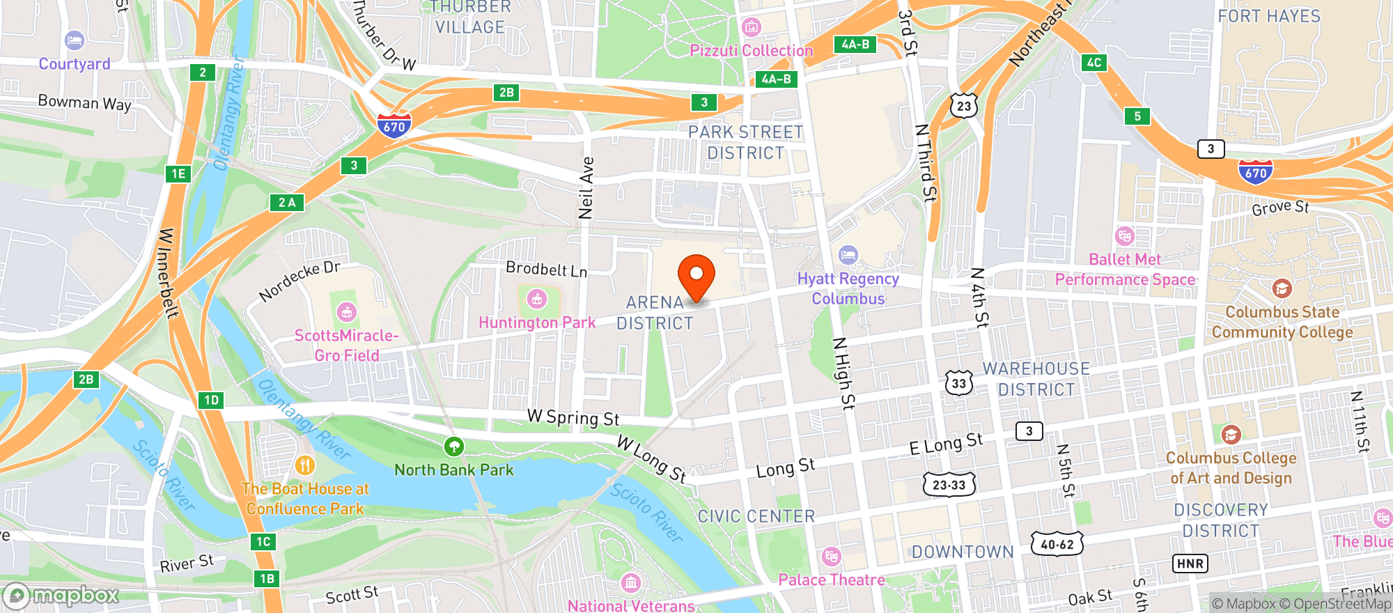 Map showing Sportservice Nationwide Arena