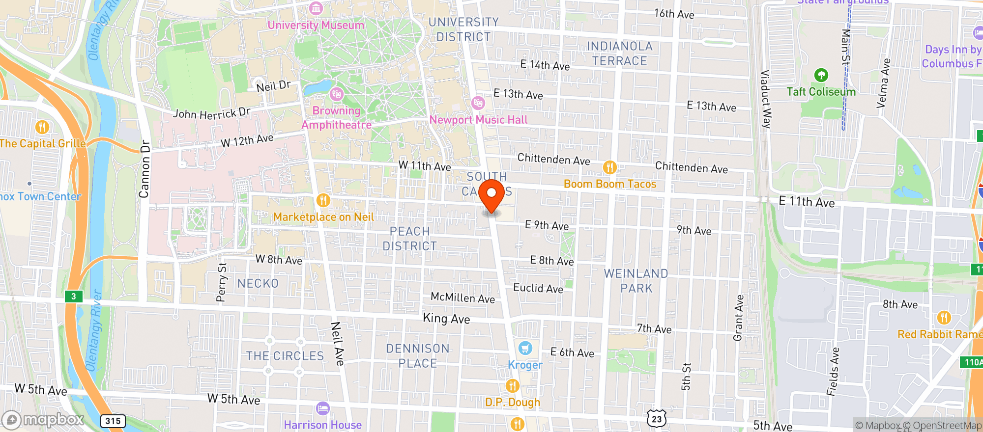 Map showing Cazuelas Mexican Restaurant