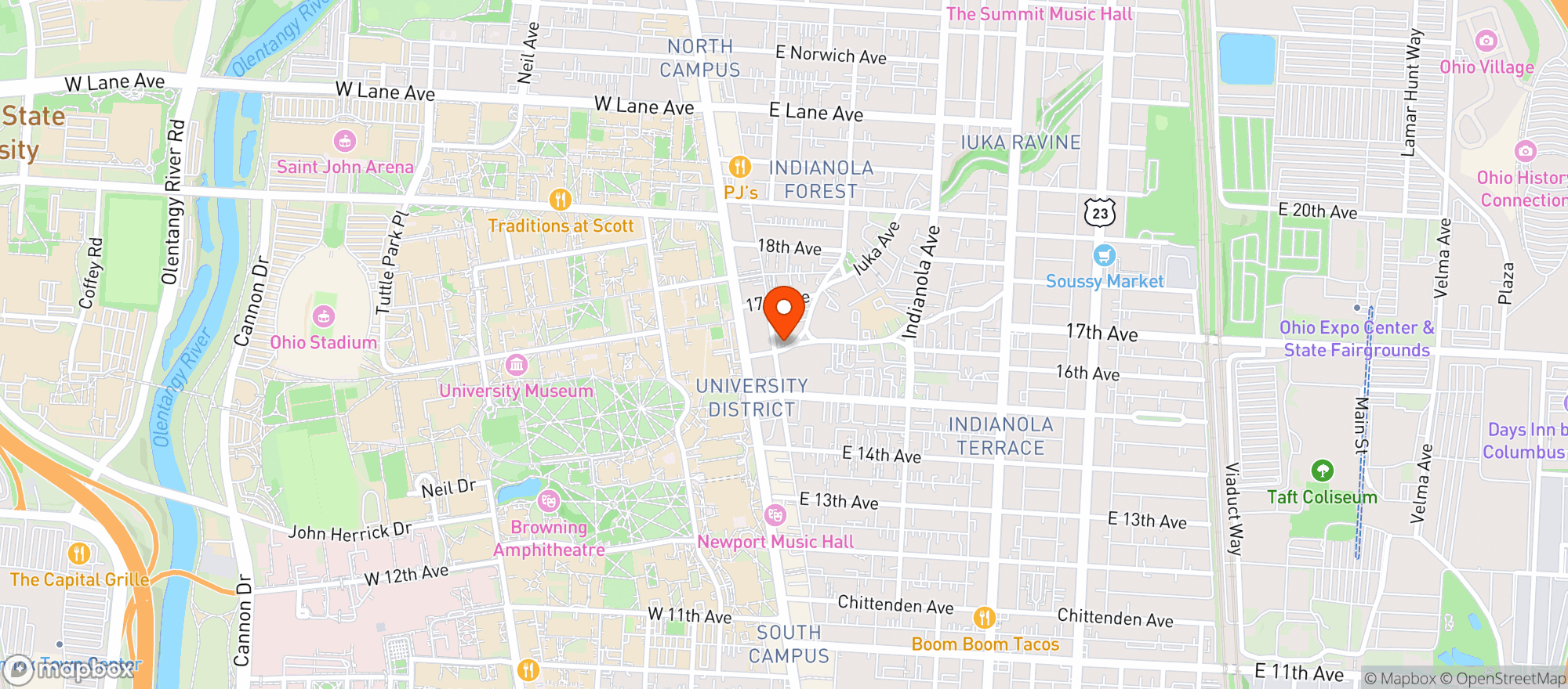 Map showing Target - Columbus Ohio State U