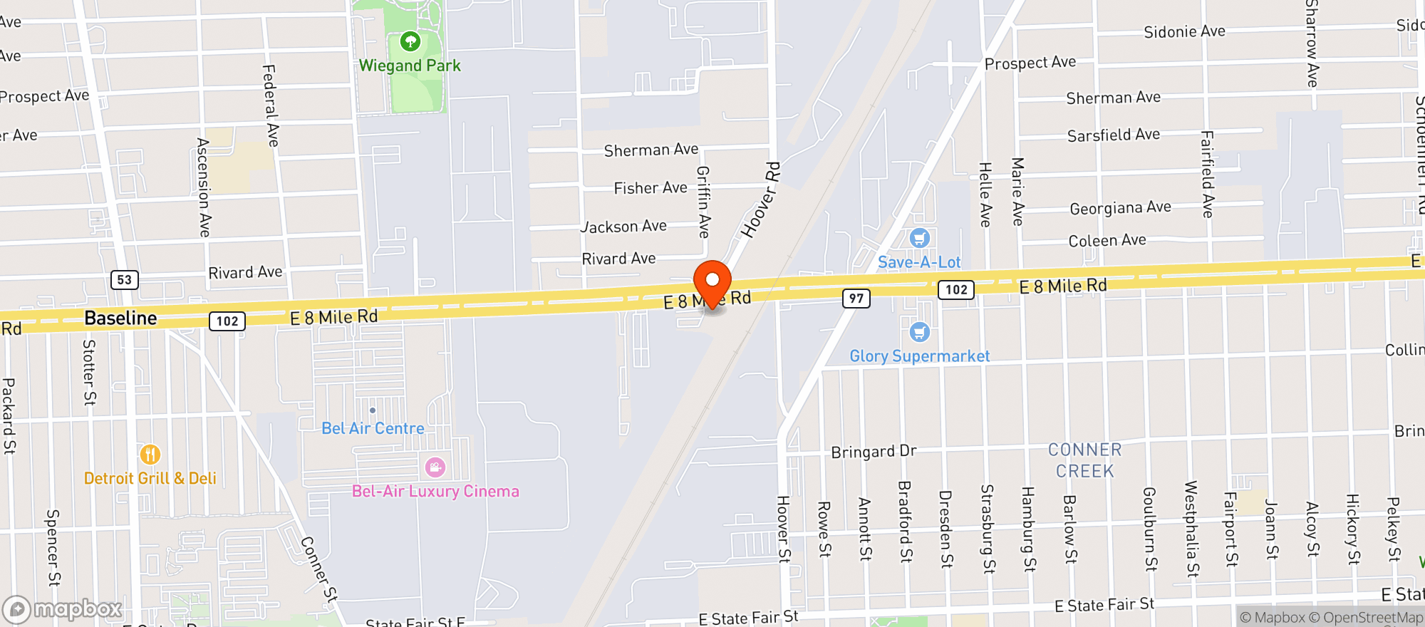 Map showing Jars East Detroit