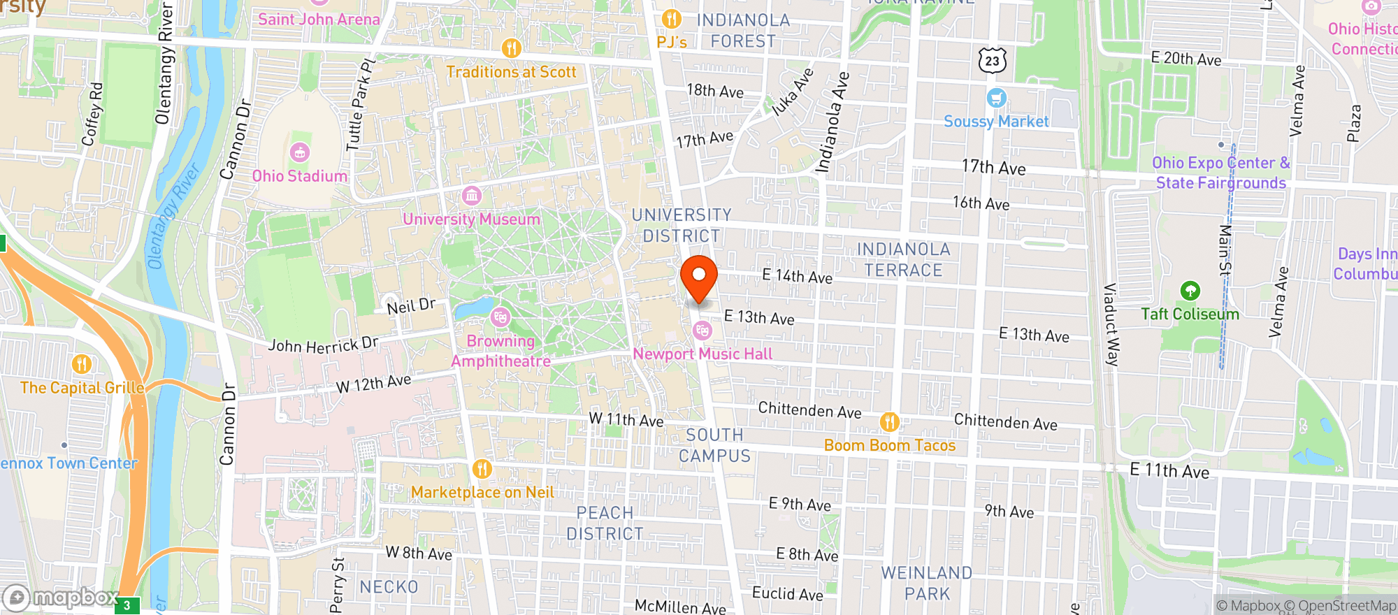 Map showing Smoke Zone - Columbus - Cb2