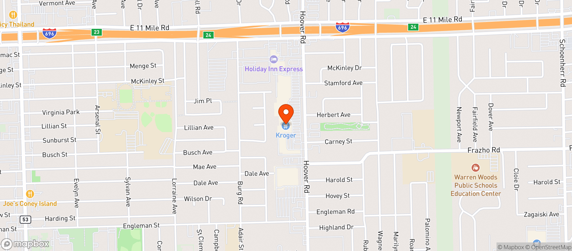 Map showing Kroger