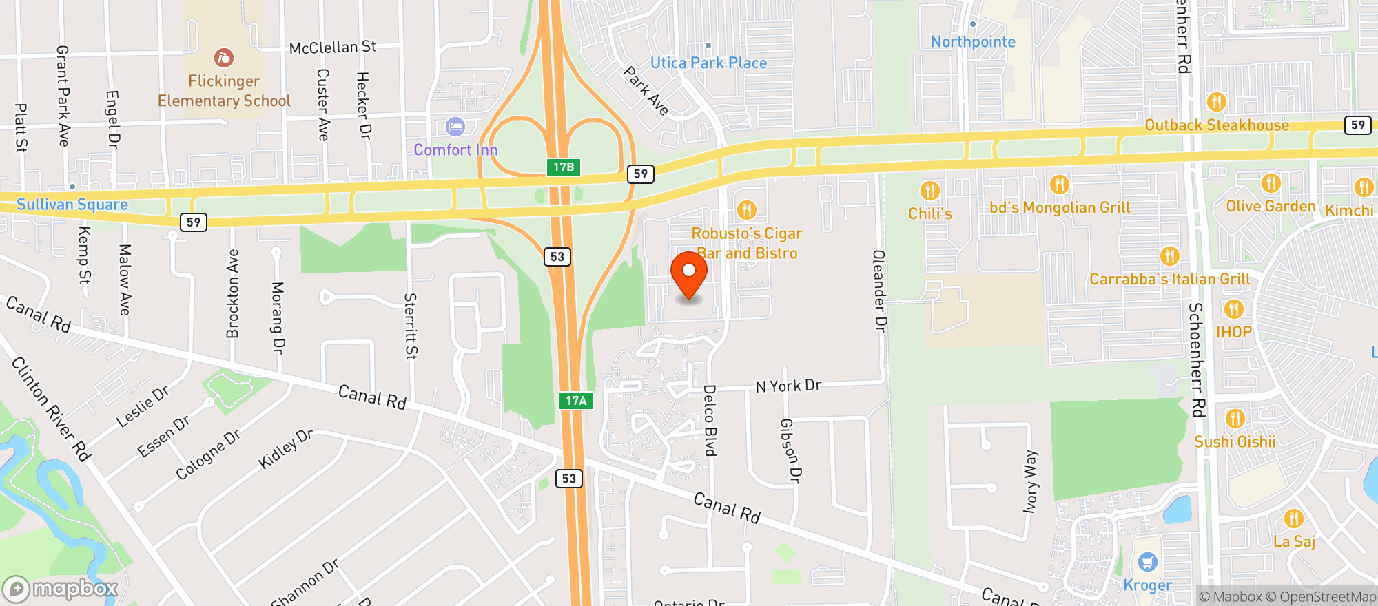 Map showing Rubustos Cigar Bar & Bistro