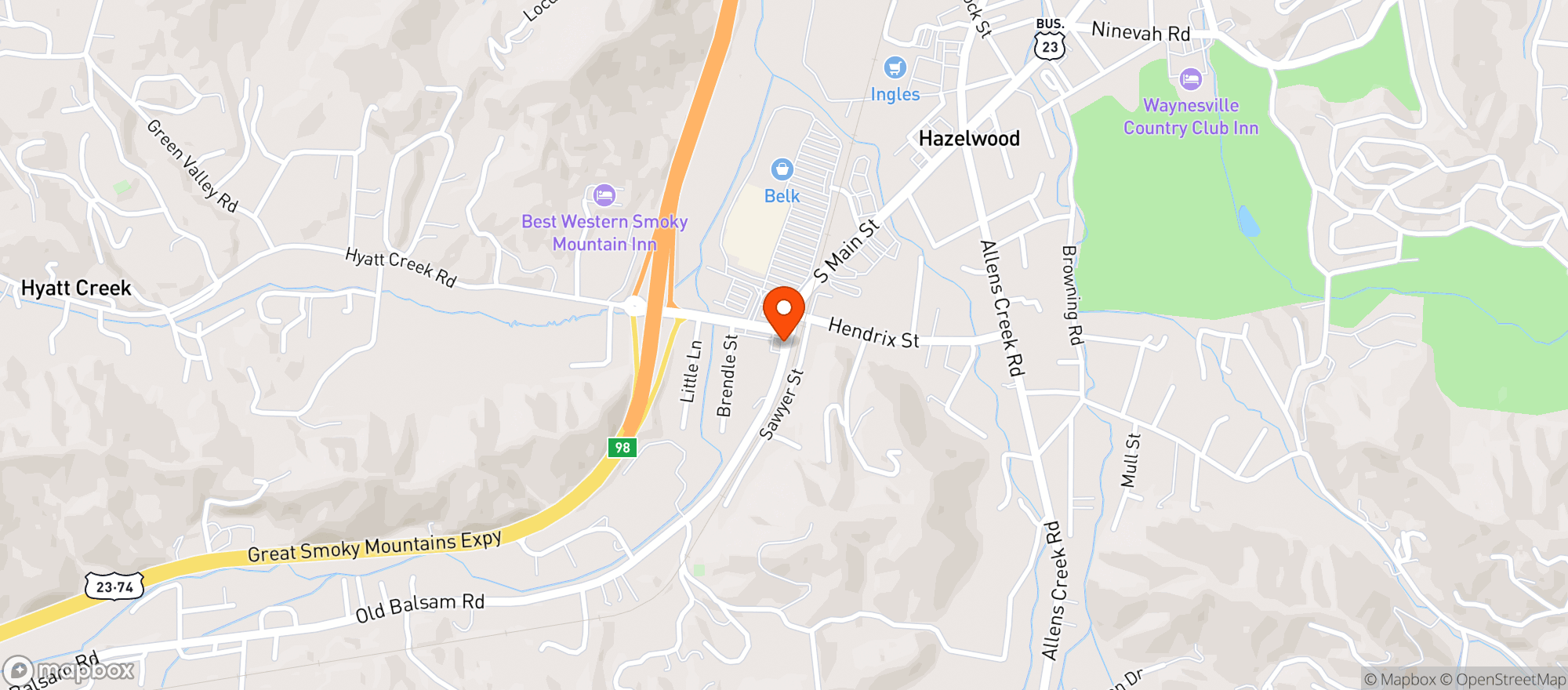 Map showing Mapco-#0644 Balsam