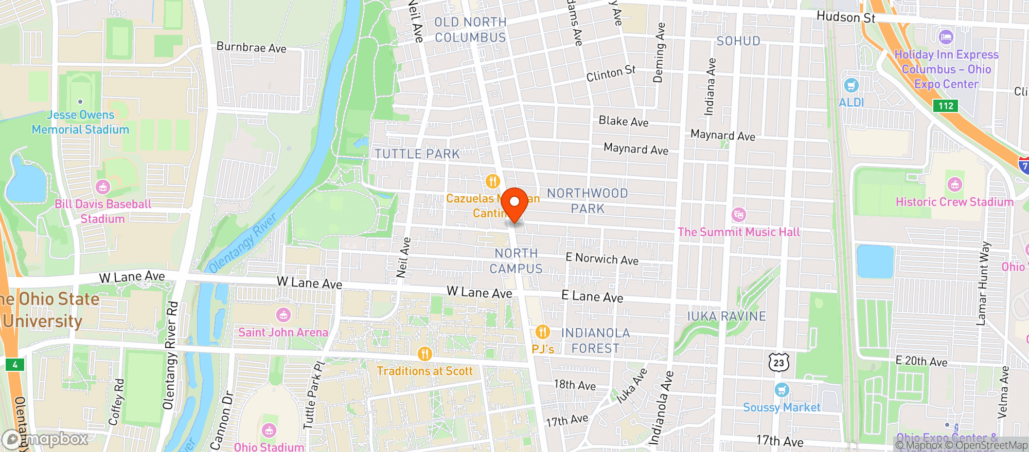 Map showing Kafe Kerouac