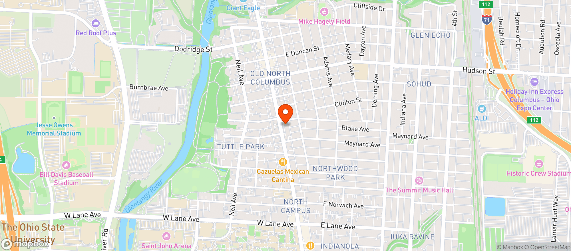 Map showing North Campus Food Mart