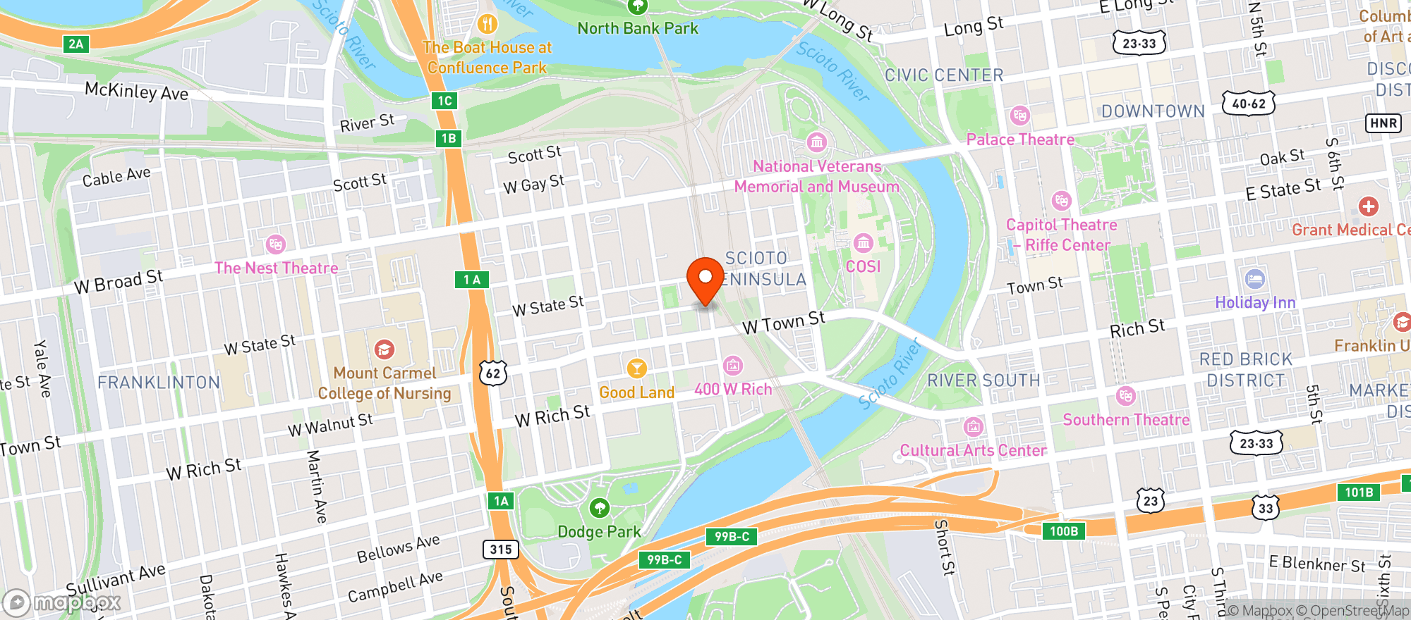 Map showing Land Grant Brewing