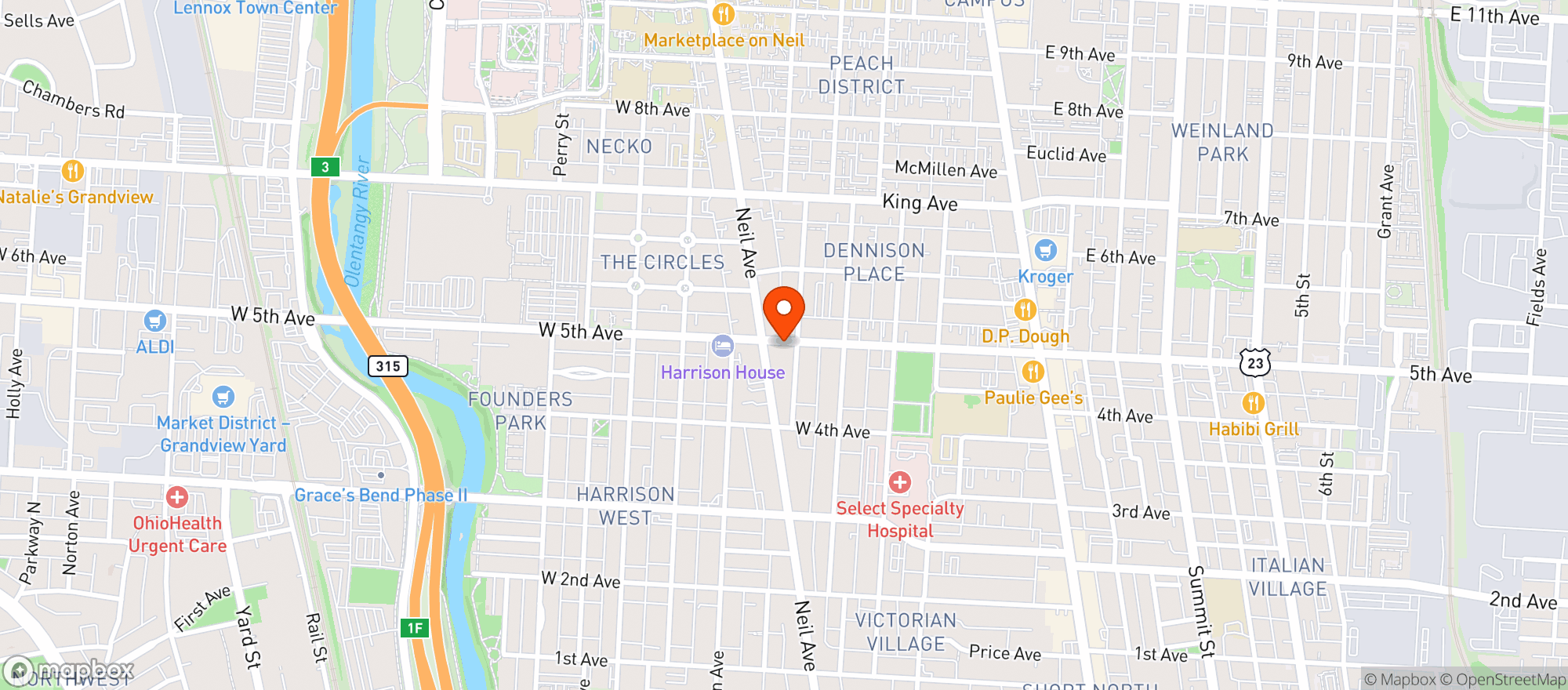 Map showing The Vic Village Tavern