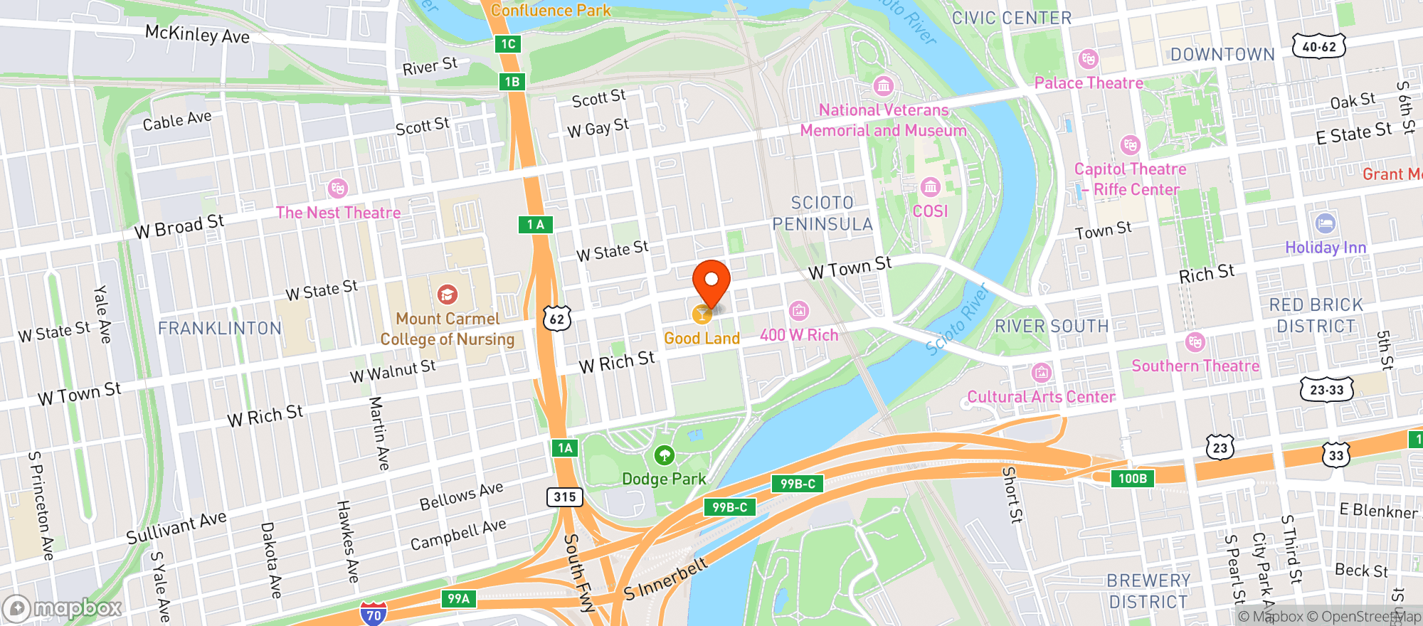 Map showing Walnut Street Tavern