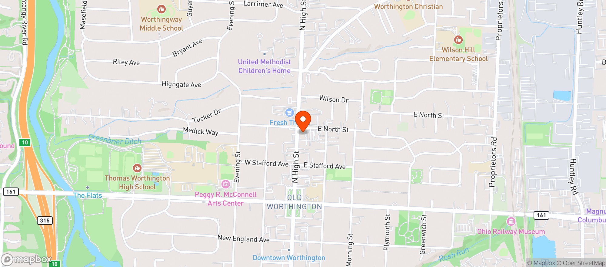 Map showing Cvs