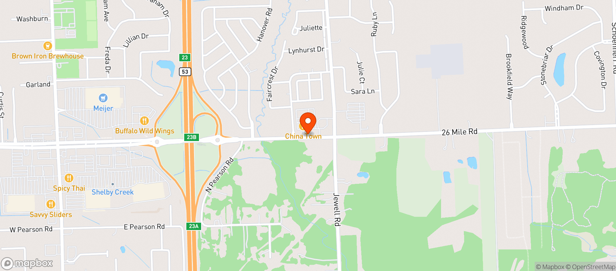 Map showing Jewell Liquors