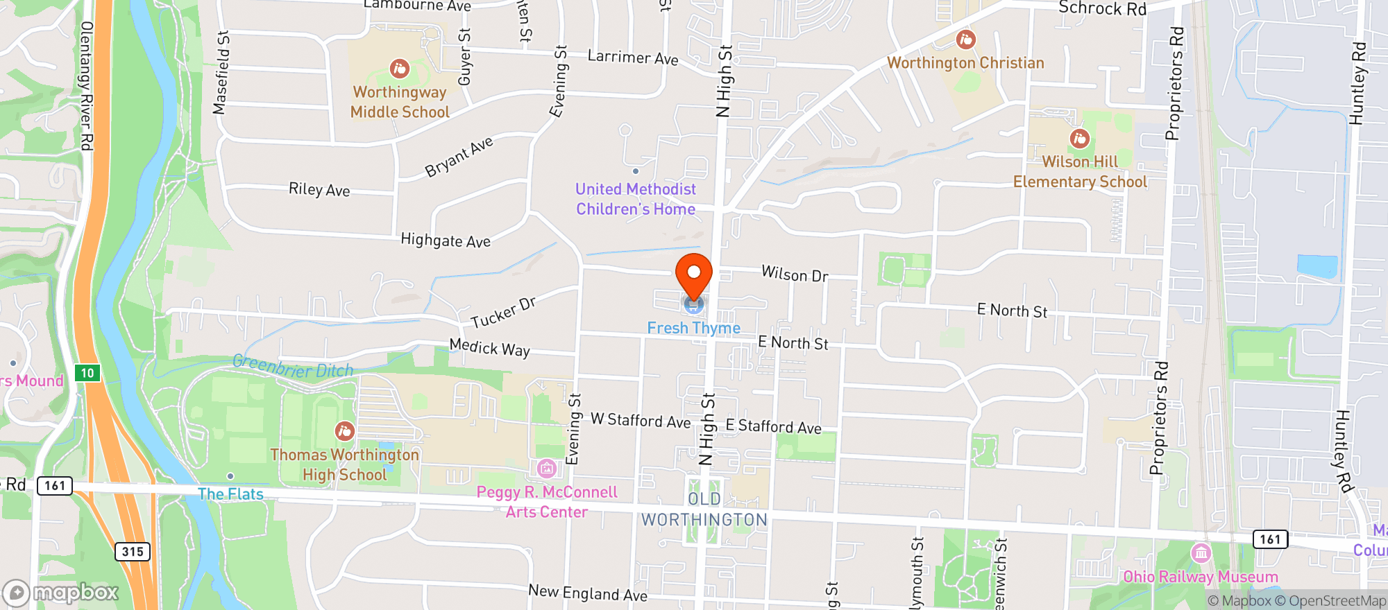 Map showing Fresh Thyme Market