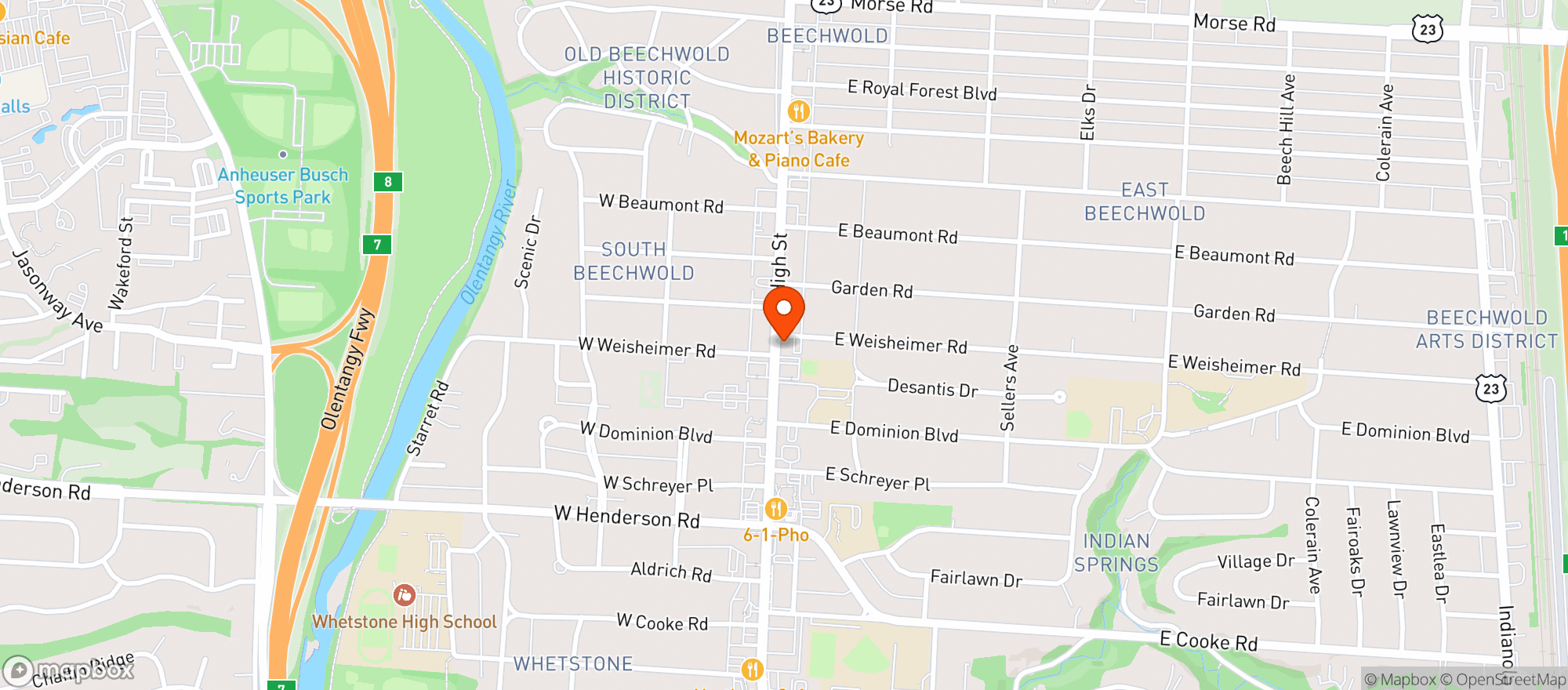 Map showing Tee Jays Country Place