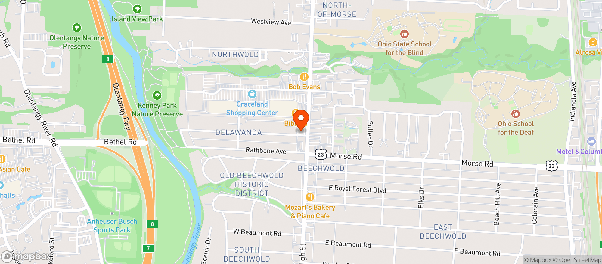 Map showing Bob S Bar