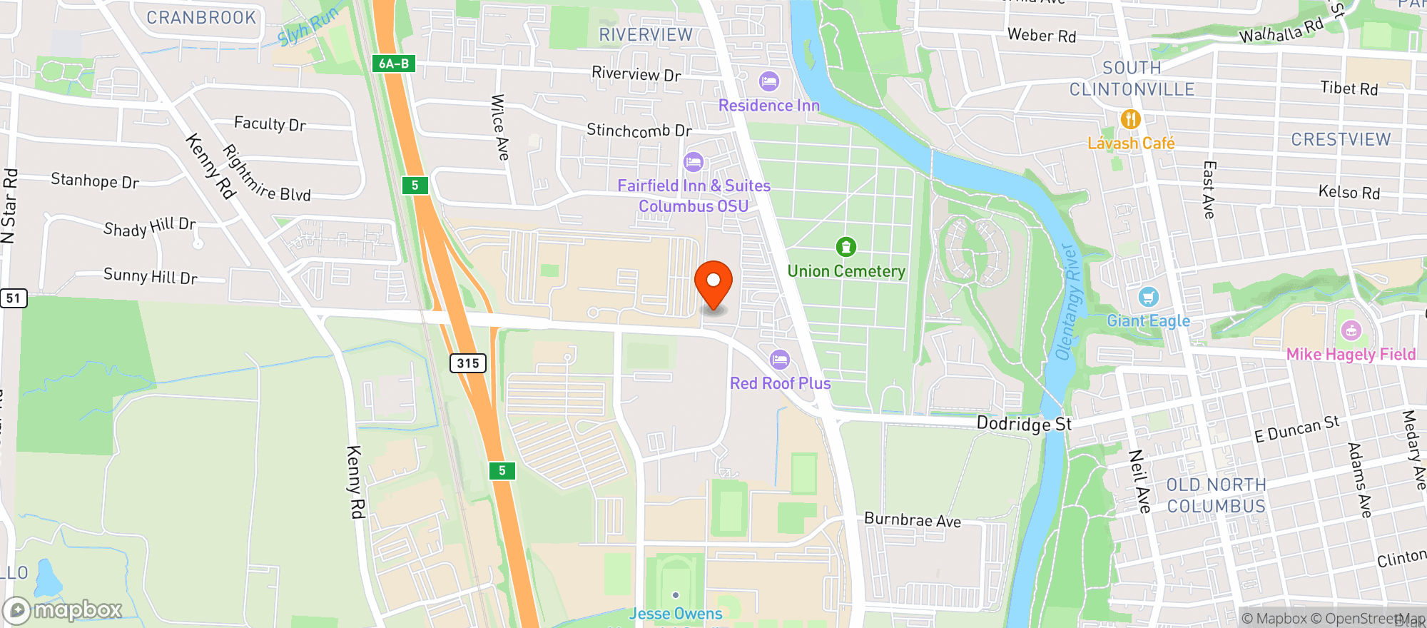 Map showing Buckeye Wine & Spirits