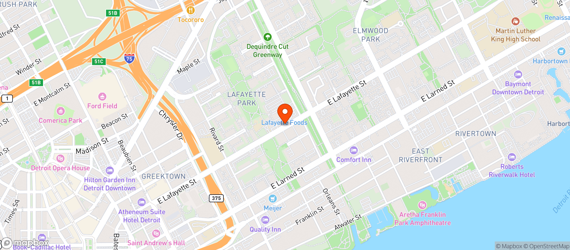 Map showing Lafayette Foods