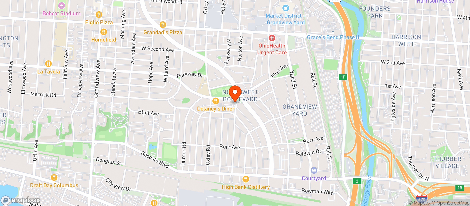 Map showing Alexanders Drive Thru