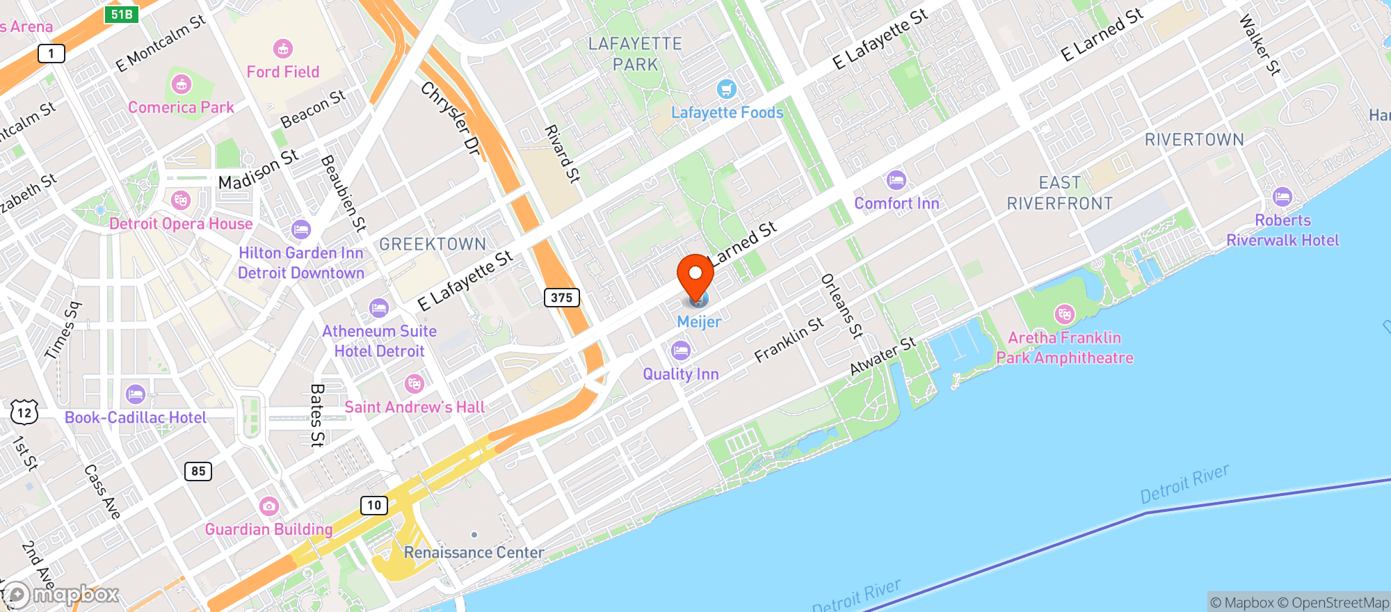 Map showing Meijer Rivertown Market