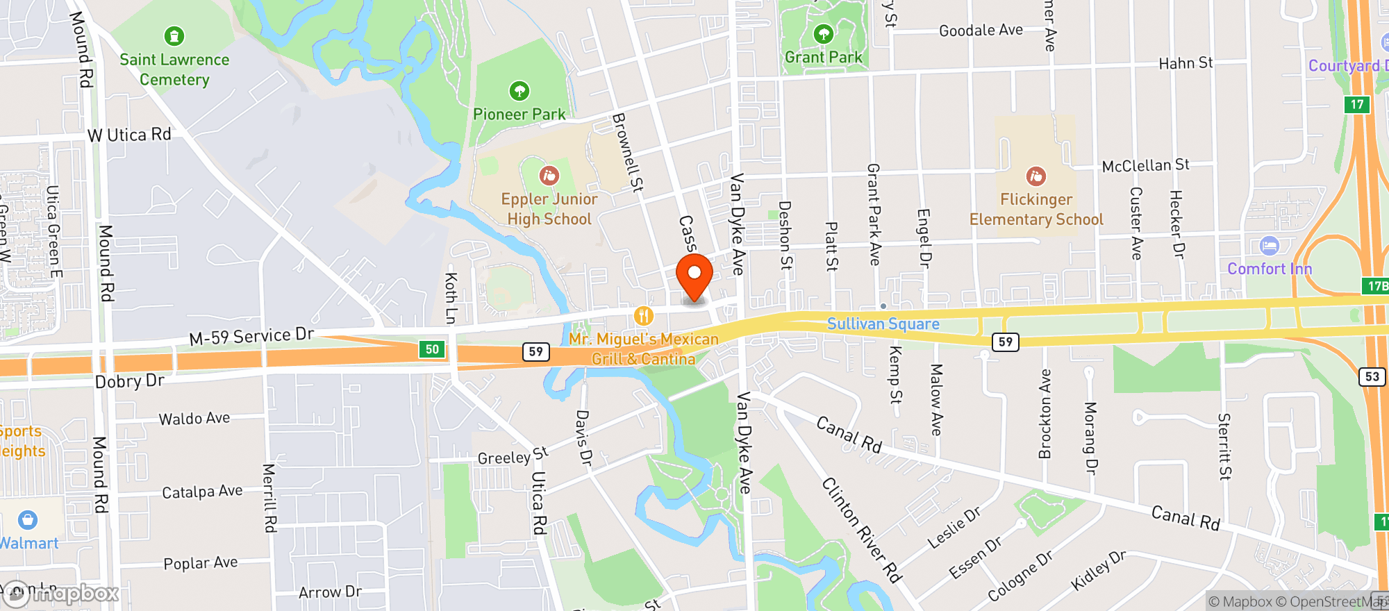 Map showing Shamrock Pub