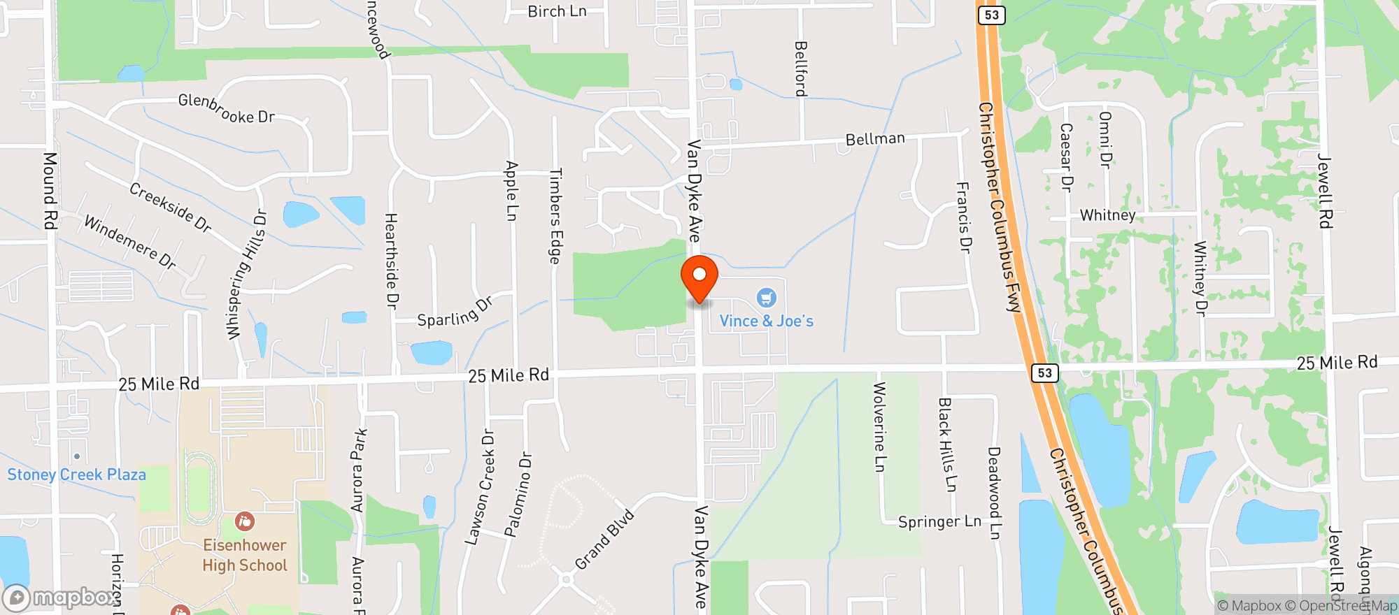 Map showing Vince & Joes Supermarket