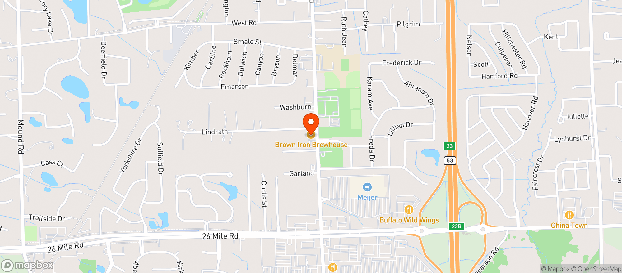 Map showing Brown Iron Brewhouse