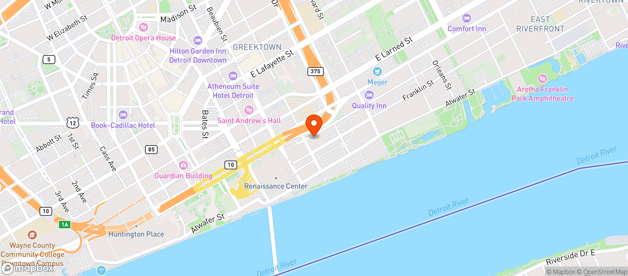 Map showing Detroit Racquet Club