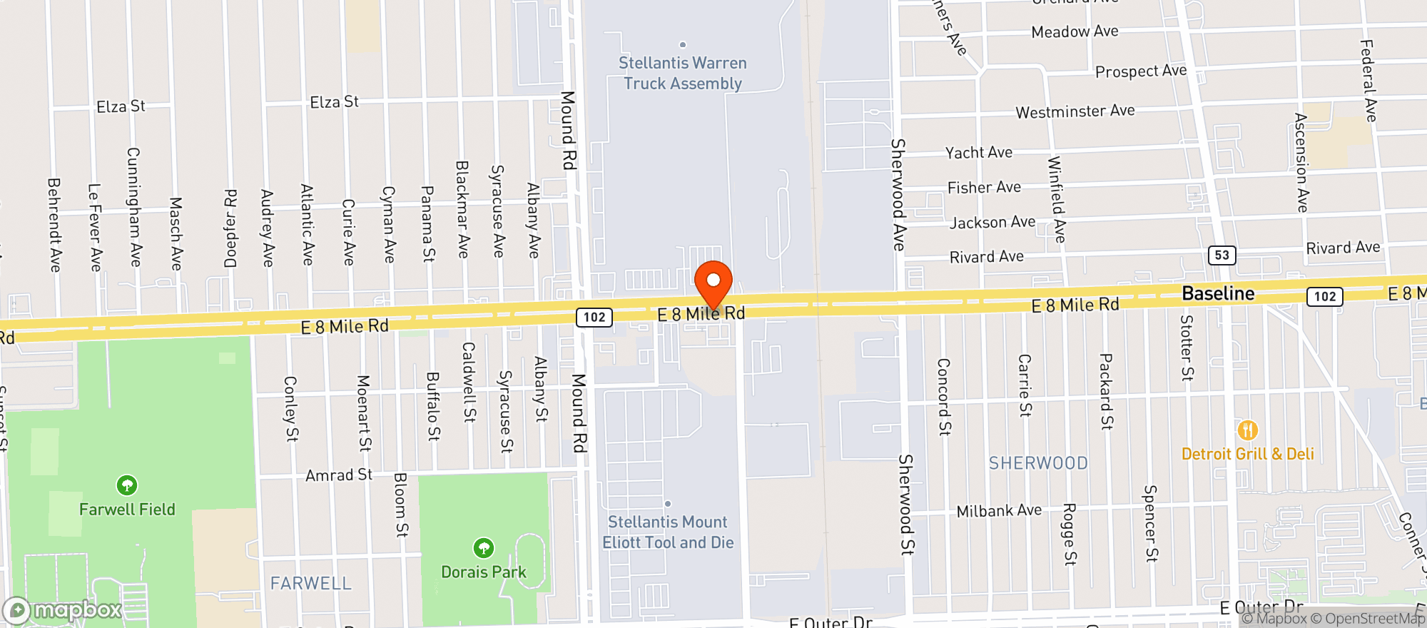Map showing Backpack Boyz Detroit