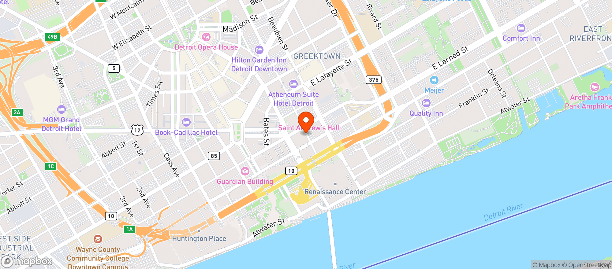 Map showing City Market