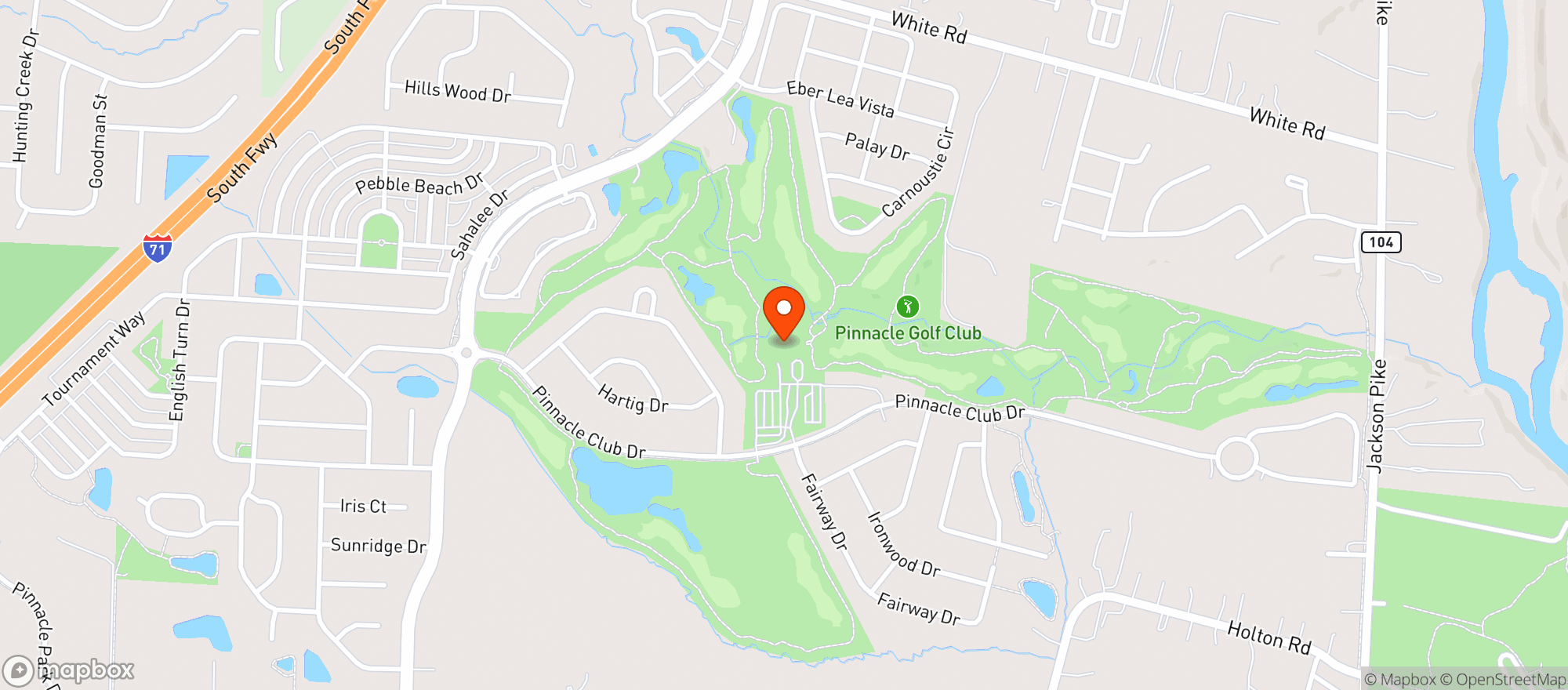 Map showing Pinnacle Golf Club