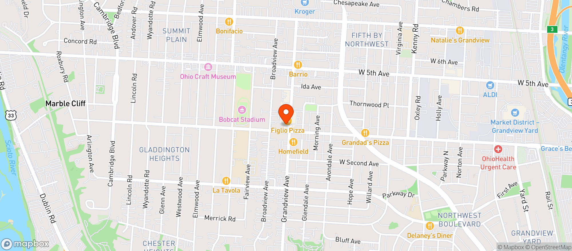 Map showing Grandview Carryout