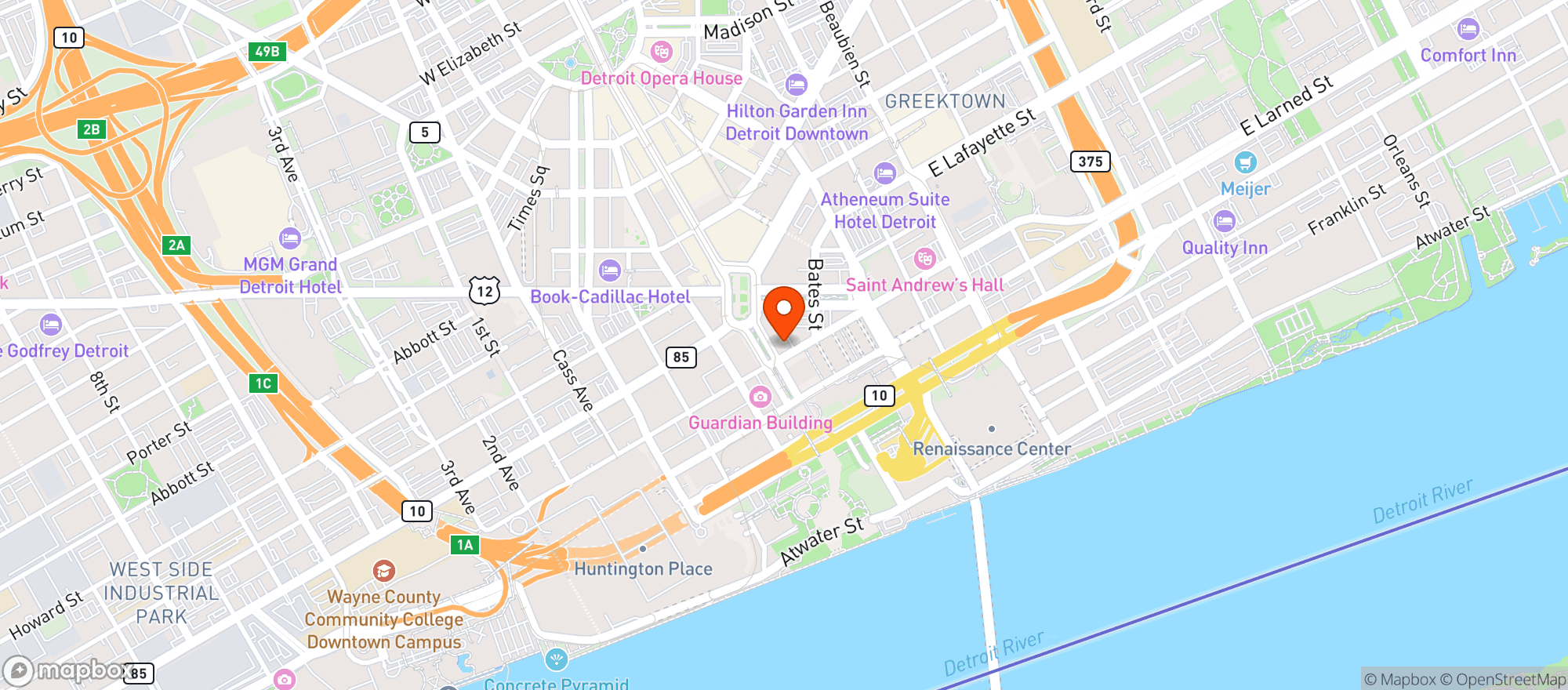 Map showing Grand Trunk Pub