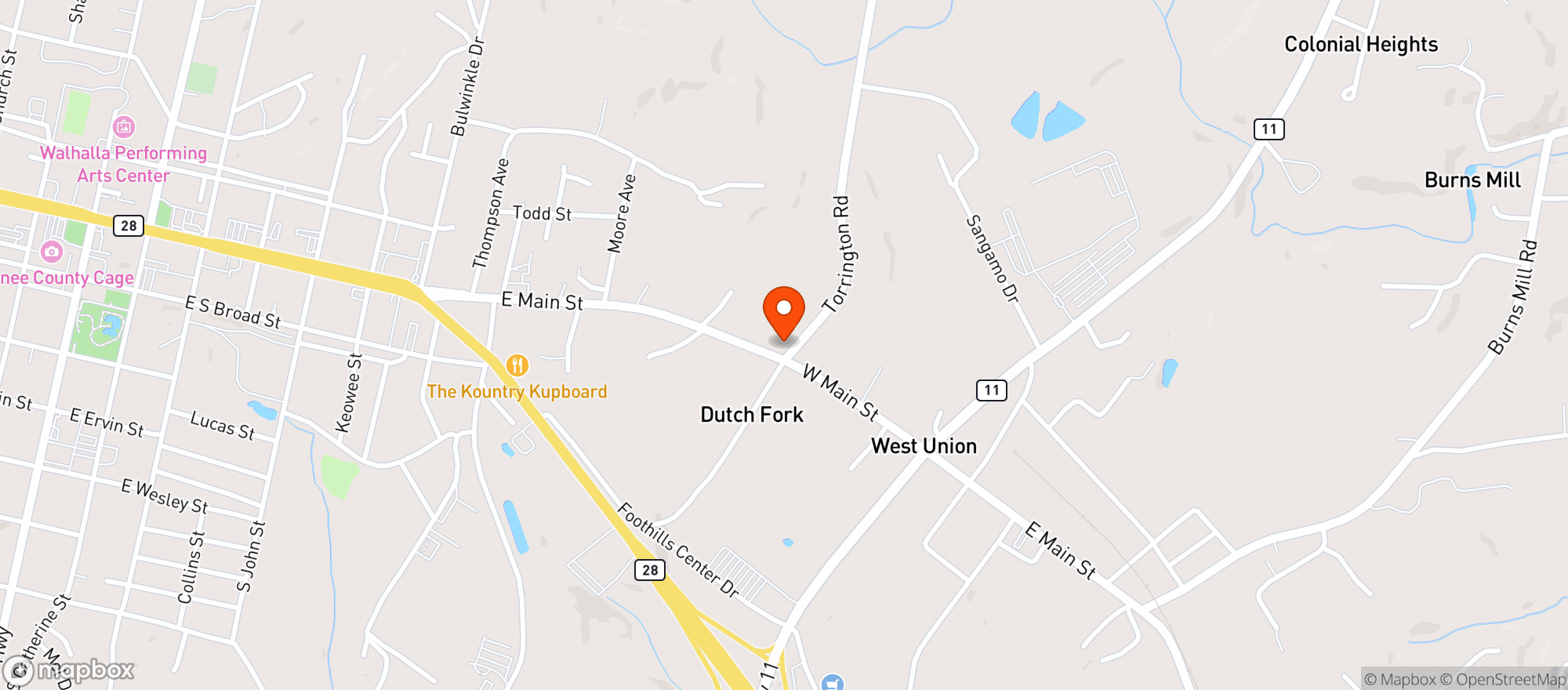 Map showing Action Foods 