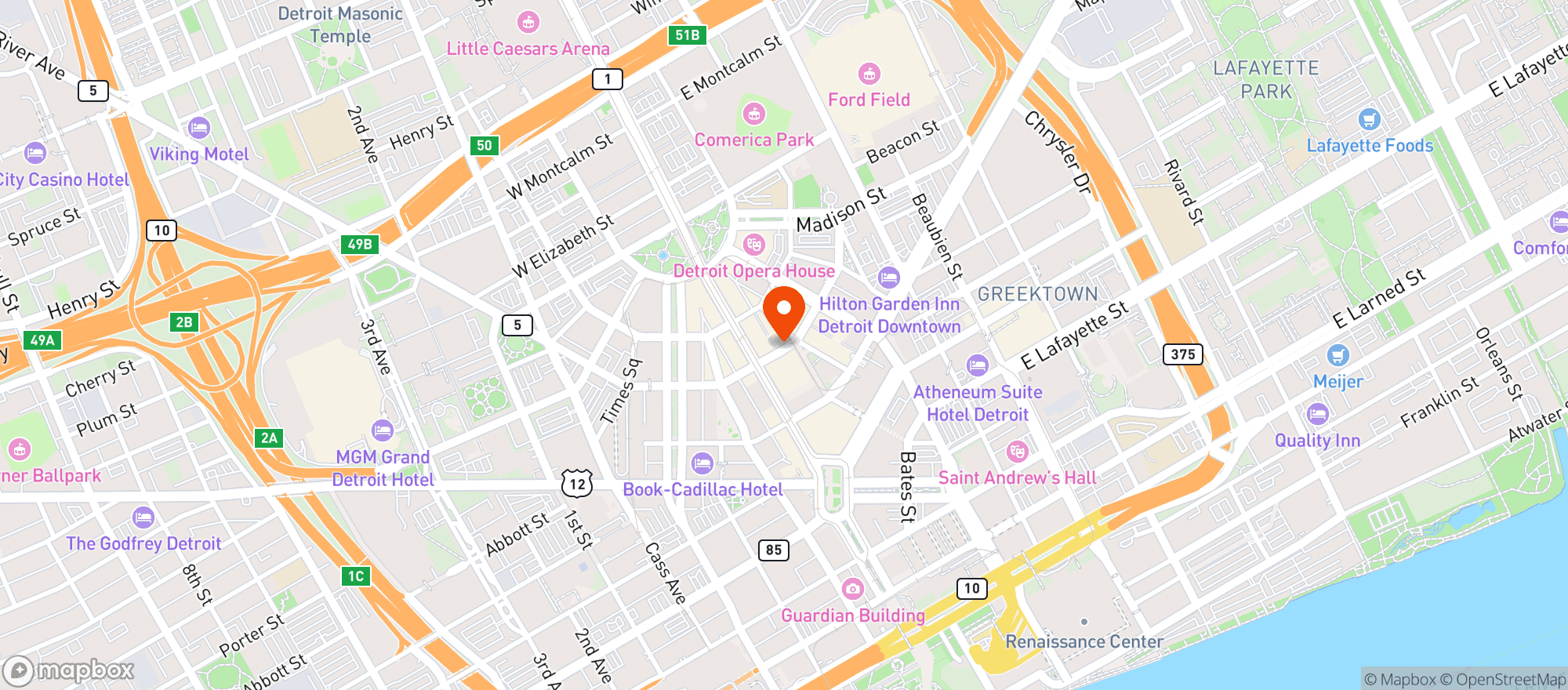 Map showing Queens Bar