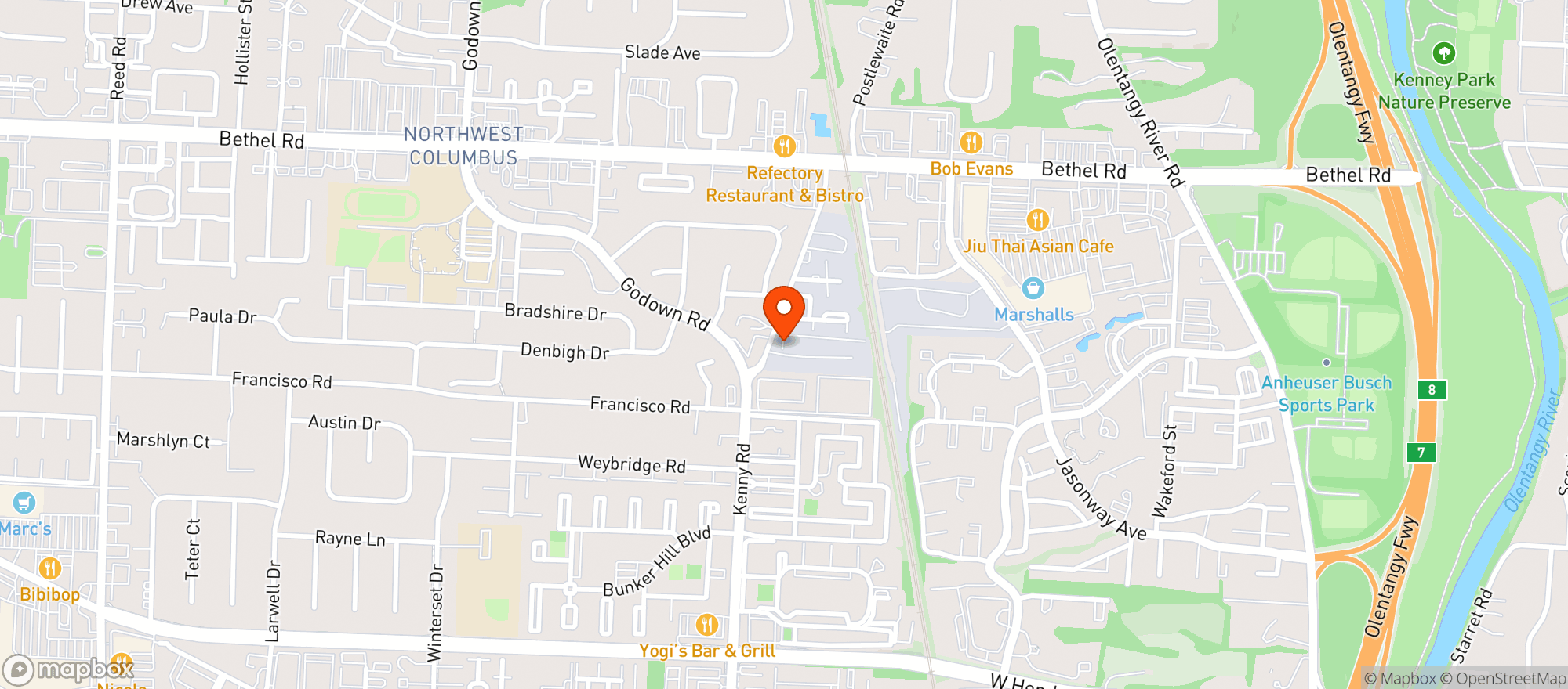 Map showing Kenny Road Market