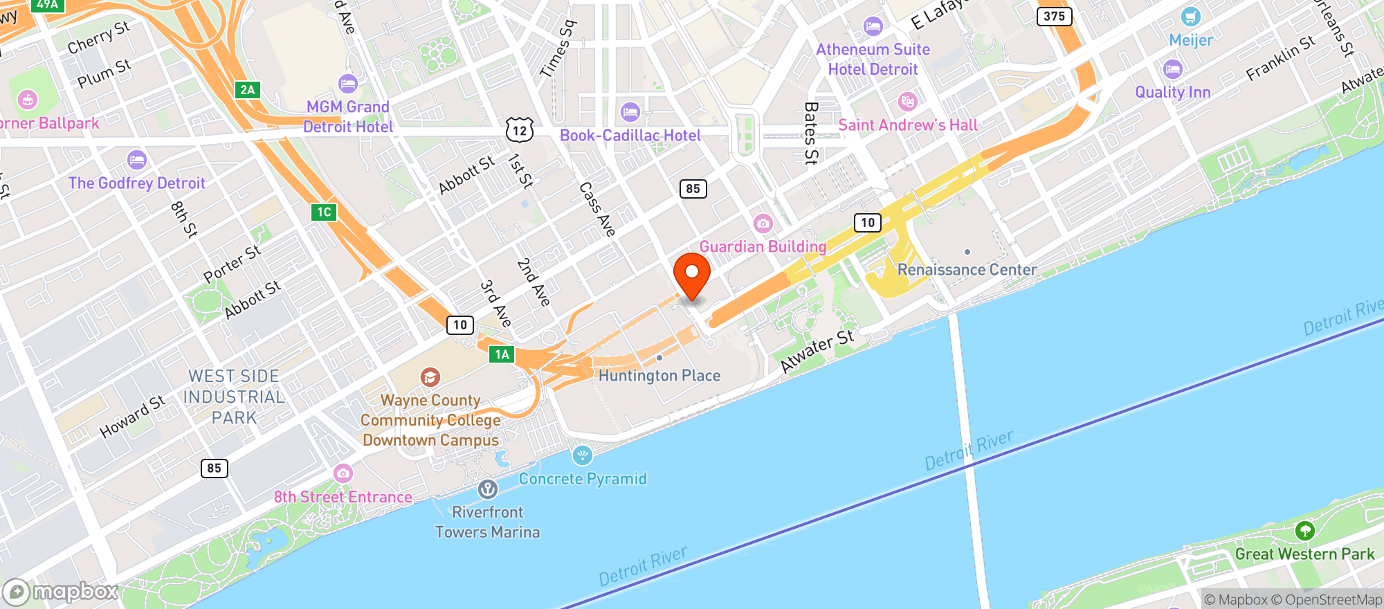 Map showing Fort Pontchartrain Hotel