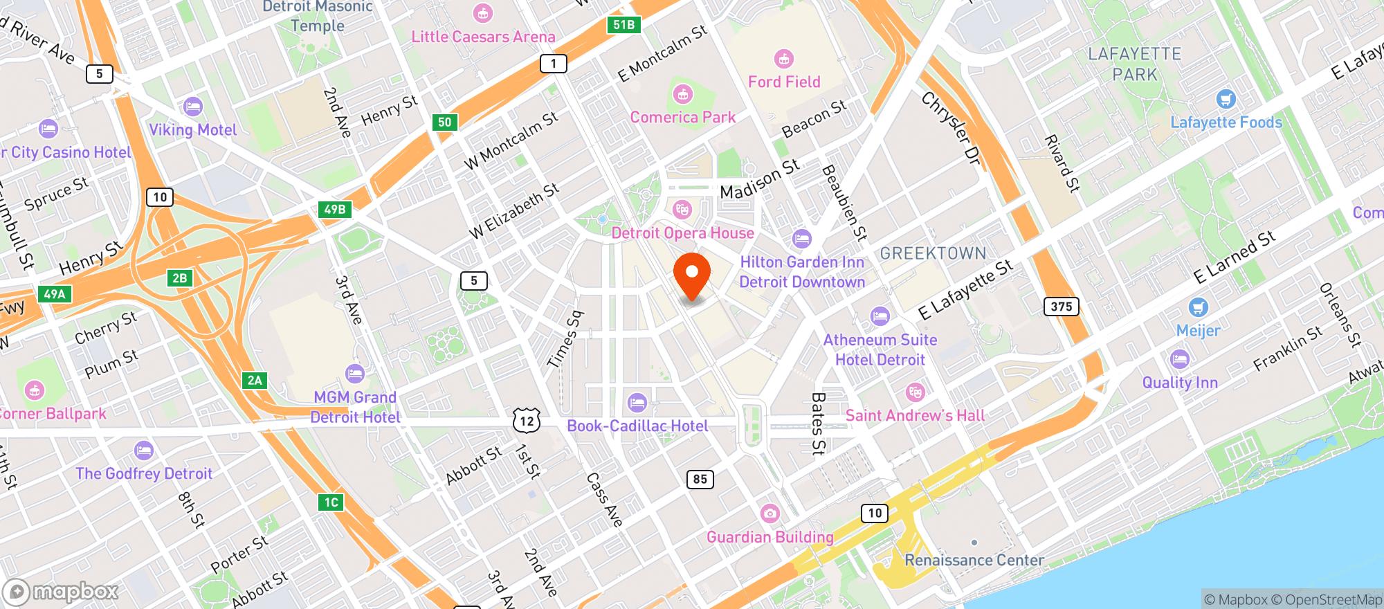 Map showing Shinola Hotel
