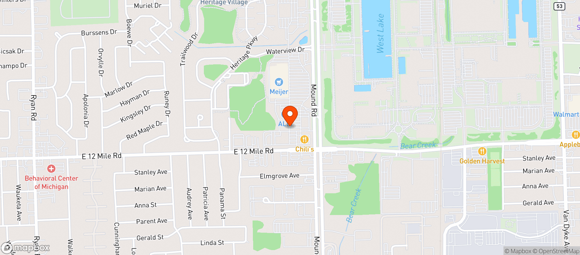 Map showing Buffalo Wild Wings Gril #3312