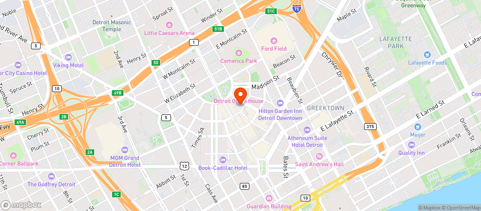 Map showing Siren Hospitality