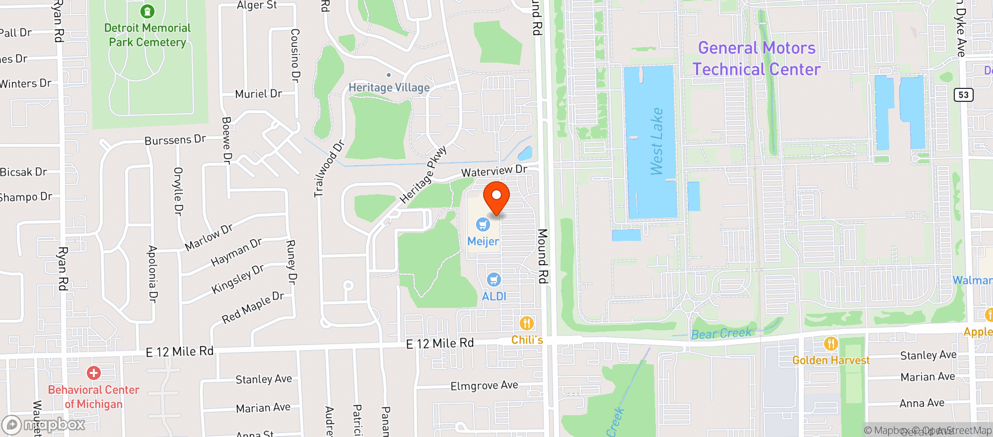 Map showing Meijer