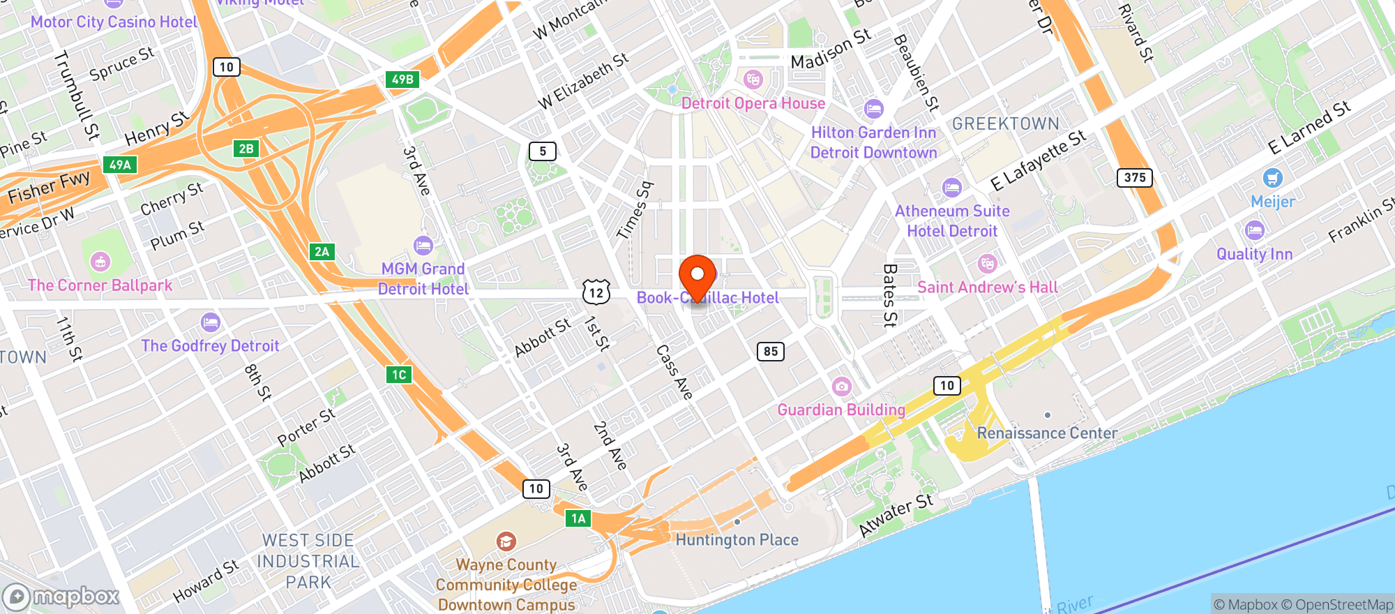 Map showing Hotel Indigo